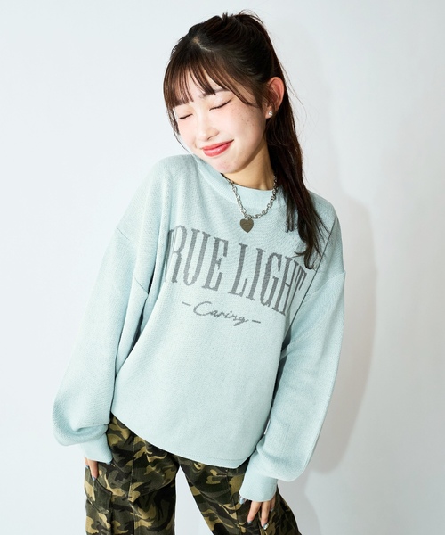 LOVETOXIC（ラブトキシック）の「【GOODPRICE】カラバリニット（ニット/セーター・キッズ・ライトグリーン/オフホワイト/サックスブルー/イエロー/ネイビー/グレー・M:150cm/L:160cm/S:140cm）」の4枚目の写真