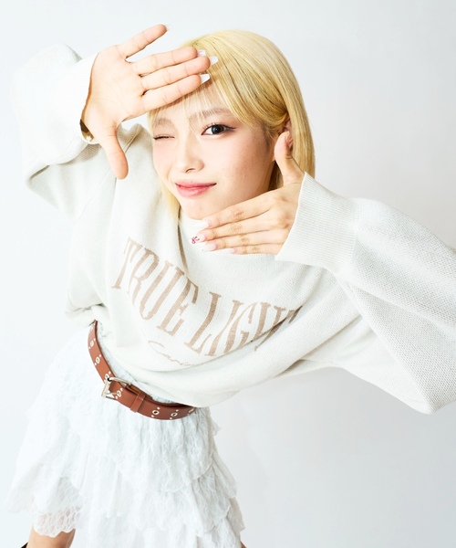 LOVETOXIC（ラブトキシック）の「【GOODPRICE】カラバリニット（ニット/セーター・キッズ・ライトグリーン/オフホワイト/サックスブルー/イエロー/ネイビー/グレー・M:150cm/L:160cm/S:140cm）」の7枚目の写真