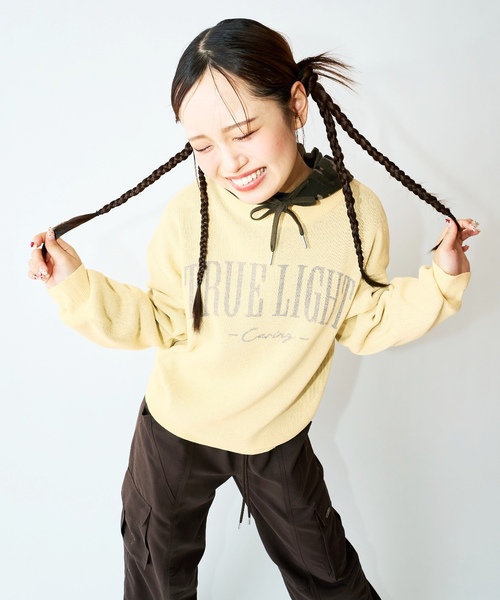 LOVETOXIC（ラブトキシック）の「【GOODPRICE】カラバリニット（ニット/セーター・キッズ・ライトグリーン/オフホワイト/サックスブルー/イエロー/ネイビー/グレー・M:150cm/L:160cm/S:140cm）」の13枚目の写真