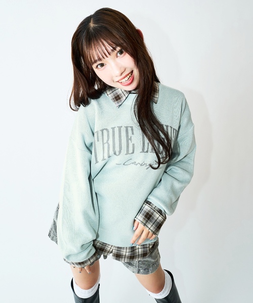 LOVETOXIC（ラブトキシック）の「【GOODPRICE】カラバリニット（ニット/セーター・キッズ・ライトグリーン/オフホワイト/サックスブルー/イエロー/ネイビー/グレー・M:150cm/L:160cm/S:140cm）」の18枚目の写真
