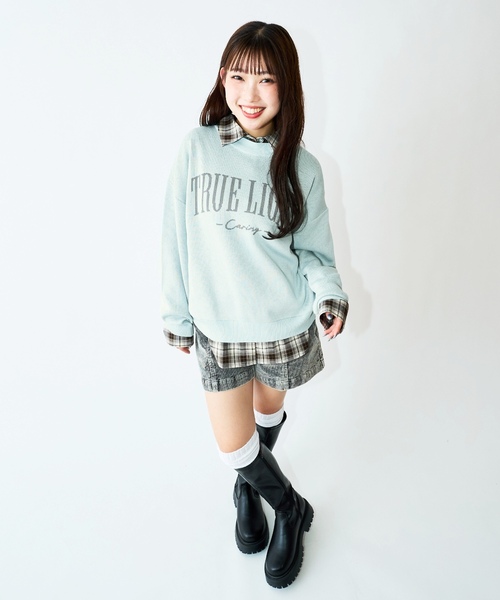 LOVETOXIC（ラブトキシック）の「【GOODPRICE】カラバリニット（ニット/セーター・キッズ・ライトグリーン/オフホワイト/サックスブルー/イエロー/ネイビー/グレー・M:150cm/L:160cm/S:140cm）」の19枚目の写真