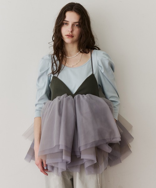 LA BELLE ETUDE（ラベルエチュード）の「ギャザーパフショートスリーブカットソー（Tシャツ/カットソー・レディース・ライトブルー/ブラック/ピンク/ホワイト・FREE）」の13枚目の写真