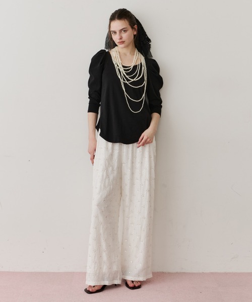 LA BELLE ETUDE（ラベルエチュード）の「ギャザーパフショートスリーブカットソー（Tシャツ/カットソー・レディース・ライトブルー/ブラック/ピンク/ホワイト・FREE）」の20枚目の写真