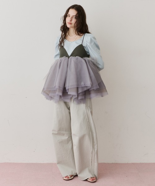 LA BELLE ETUDE（ラベルエチュード）の「ギャザーパフショートスリーブカットソー（Tシャツ/カットソー・レディース・ライトブルー/ブラック/ピンク/ホワイト・FREE）」の14枚目の写真