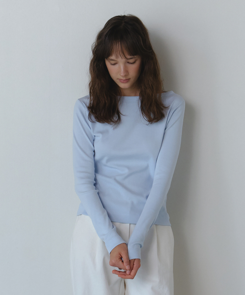 AARAN（アラン）の「ボートネックコンフィTシャツ_スカイブルー（Tシャツ/カットソー・レディース・スカイブルー・FREE）」の2枚目の写真