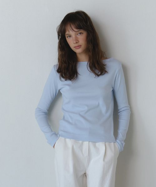 AARAN（アラン）の「ボートネックコンフィTシャツ_スカイブルー（Tシャツ/カットソー・レディース・スカイブルー・FREE）」の4枚目の写真