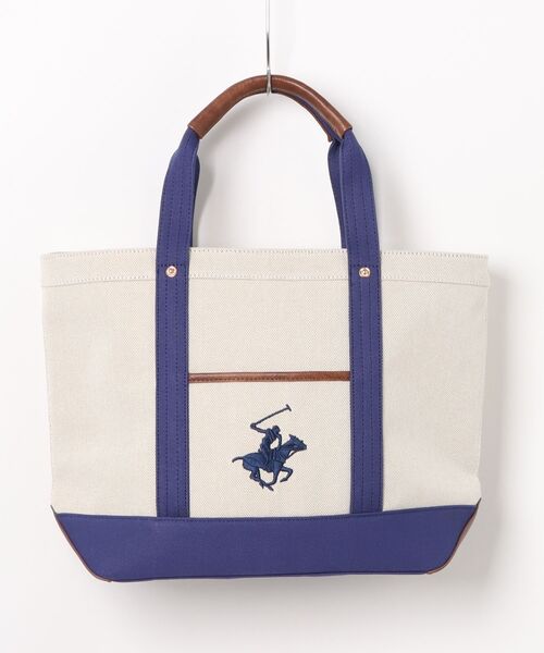 BEVERLY HILLS POLO CLUB(ビバリーヒルズポロクラブ)の「【BEVERLY HILLS POLO CLUB】エルガリー生地トートL(トートバッグ・レディース・ブラウン/ネイビー・FREE)」の1枚目の写真