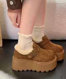 厚底シャークソール ムートンスリッポンシューズ