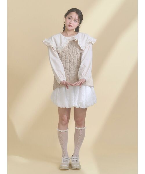 merry jenny（メリージェニー）の「フリルカラーニットドッキングブラウス（シャツ/ブラウス・レディース・アイボリー/グレー/ピンク・FREE）」の8枚目の写真