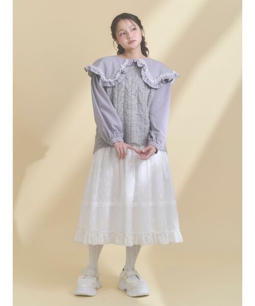 merry jenny（メリージェニー）の「フリルカラーニットドッキングブラウス（シャツ/ブラウス・レディース・アイボリー/グレー/ピンク・FREE）」の12枚目の写真