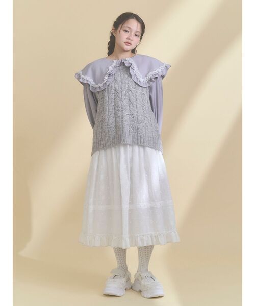 merry jenny（メリージェニー）の「フリルカラーニットドッキングブラウス（シャツ/ブラウス・レディース・アイボリー/グレー/ピンク・FREE）」の13枚目の写真