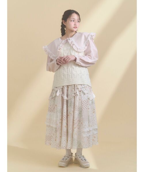 merry jenny（メリージェニー）の「フリルカラーニットドッキングブラウス（シャツ/ブラウス・レディース・アイボリー/グレー/ピンク・FREE）」の17枚目の写真