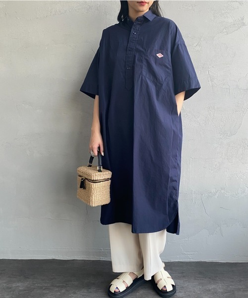 DANTON（ダントン）の「【WEB先行予約】[DANTON/ダントン] ショートスリーブ プルオーバーシャツワンピース（シャツワンピース・レディース・ネイビー/グレイッシュベージュ・36）」の16枚目の写真