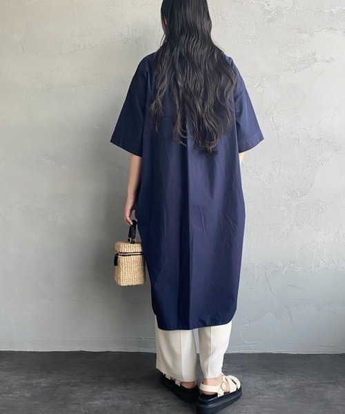 DANTON（ダントン）の「【WEB先行予約】[DANTON/ダントン] ショートスリーブ プルオーバーシャツワンピース（シャツワンピース・レディース・ネイビー/グレイッシュベージュ・36）」の18枚目の写真