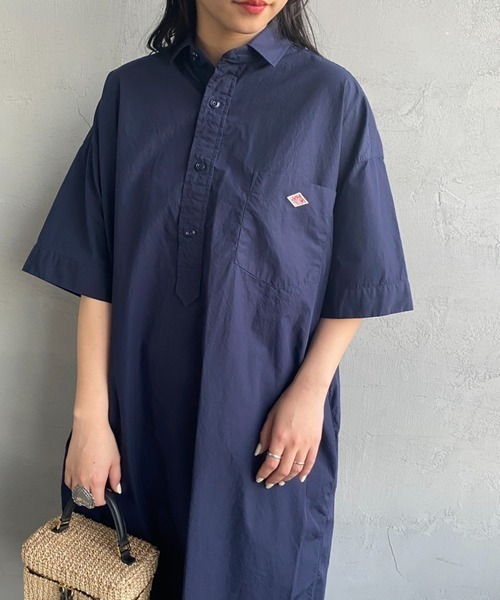DANTON（ダントン）の「【WEB先行予約】[DANTON/ダントン] ショートスリーブ プルオーバーシャツワンピース（シャツワンピース・レディース・ネイビー/グレイッシュベージュ・36）」の19枚目の写真