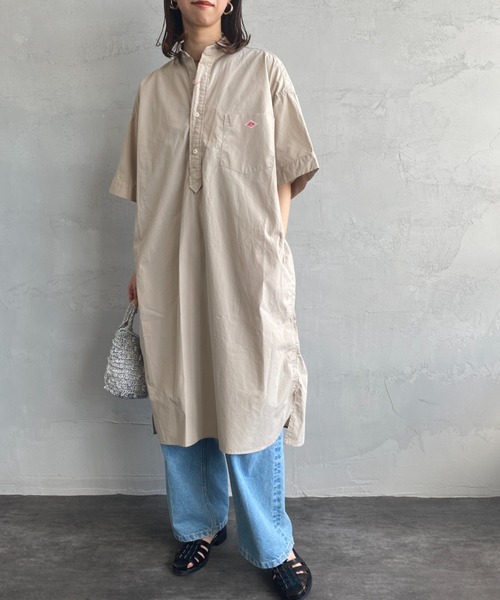 DANTON（ダントン）の「【WEB先行予約】[DANTON/ダントン] ショートスリーブ プルオーバーシャツワンピース（シャツワンピース・レディース・ネイビー/グレイッシュベージュ・36）」の6枚目の写真
