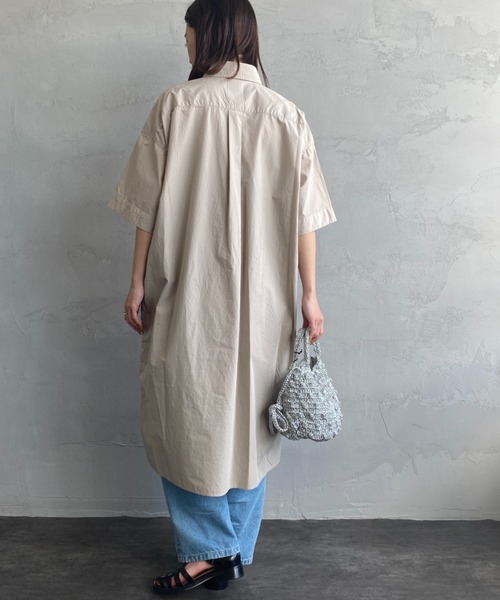 DANTON（ダントン）の「【WEB先行予約】[DANTON/ダントン] ショートスリーブ プルオーバーシャツワンピース（シャツワンピース・レディース・ネイビー/グレイッシュベージュ・36）」の8枚目の写真