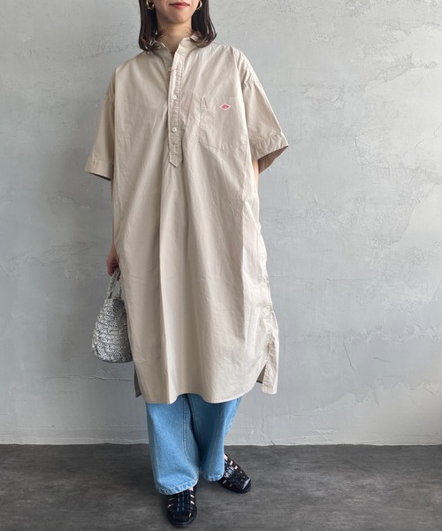 DANTON（ダントン）の「【WEB先行予約】[DANTON/ダントン] ショートスリーブ プルオーバーシャツワンピース（シャツワンピース・レディース・ネイビー/グレイッシュベージュ・36）」の3枚目の写真