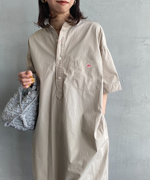 DANTON（ダントン）の「【WEB先行予約】[DANTON/ダントン] ショートスリーブ プルオーバーシャツワンピース（シャツワンピース・レディース・ネイビー/グレイッシュベージュ・36）」の9枚目の写真