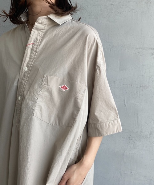 DANTON（ダントン）の「【WEB先行予約】[DANTON/ダントン] ショートスリーブ プルオーバーシャツワンピース（シャツワンピース・レディース・ネイビー/グレイッシュベージュ・36）」の12枚目の写真