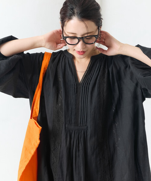 限定展開 インド レース ピンタック ロングスリーブ ブラウス（シャツ