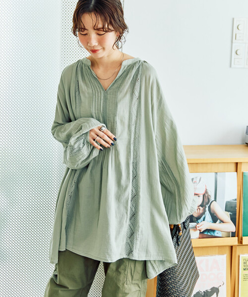 FREAK'S STORE(フリークスストア)の「限定展開 インド レース ピンタック ロングスリーブ ブラウス(シャツ/ブラウス・レディース・ブラック/ベージュ/ライトグリーン/オフホワイト・フリ-)」の15枚目の写真