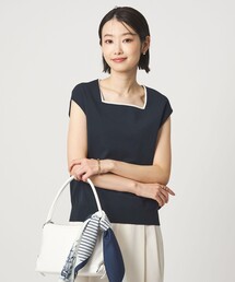 green label relaxing（グリーンレーベルリラクシング）の「HIYOKE スクエアネック フレンチスリーブ ニット（ニット/セーター）」