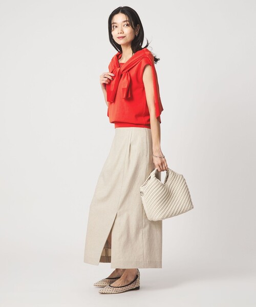 green label relaxing(グリーンレーベルリラクシング)の「HIYOKE スクエアネック フレンチスリーブ ニット(ニット/セーター・レディース・ホワイト/ライトグレー/ダークブラウン/レッド/ネイビー・FREE)」の17枚目の写真