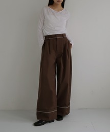 パイピングツイルワイドパンツ