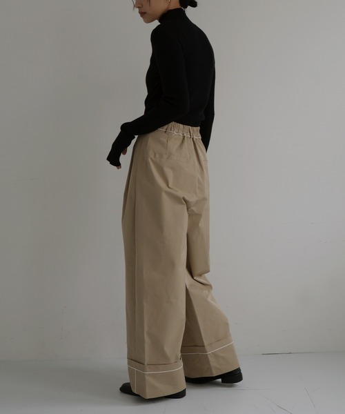 hellam（へラム）の「パイピングツイルワイドパンツ（その他パンツ・レディース・ブラック/ブラウン/ベージュ・FREE）」の6枚目の写真