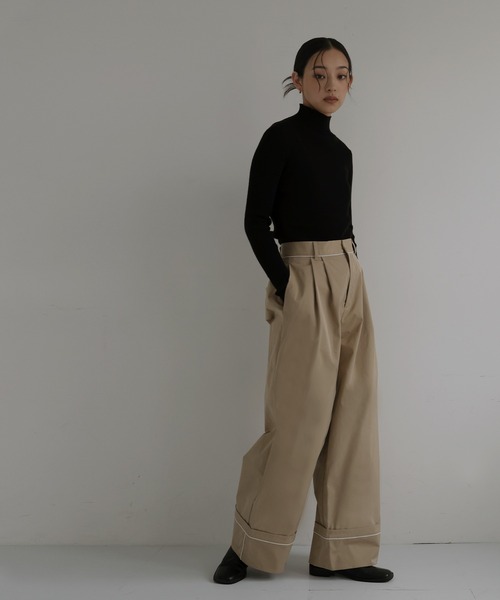 hellam（へラム）の「パイピングツイルワイドパンツ（その他パンツ・レディース・ブラック/ブラウン/ベージュ・FREE）」の7枚目の写真
