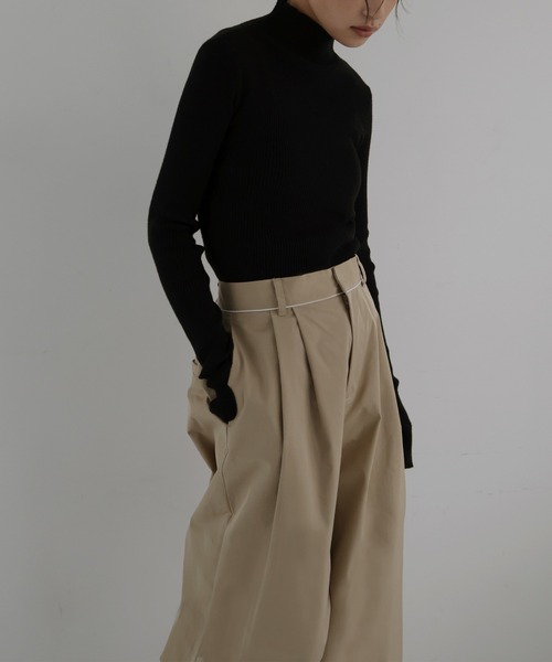 hellam（へラム）の「パイピングツイルワイドパンツ（その他パンツ・レディース・ブラック/ブラウン/ベージュ・FREE）」の8枚目の写真