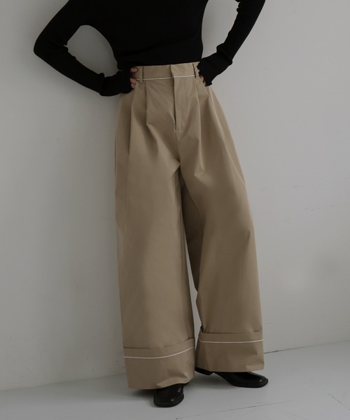 hellam（へラム）の「パイピングツイルワイドパンツ（その他パンツ・レディース・ブラック/ブラウン/ベージュ・FREE）」の10枚目の写真