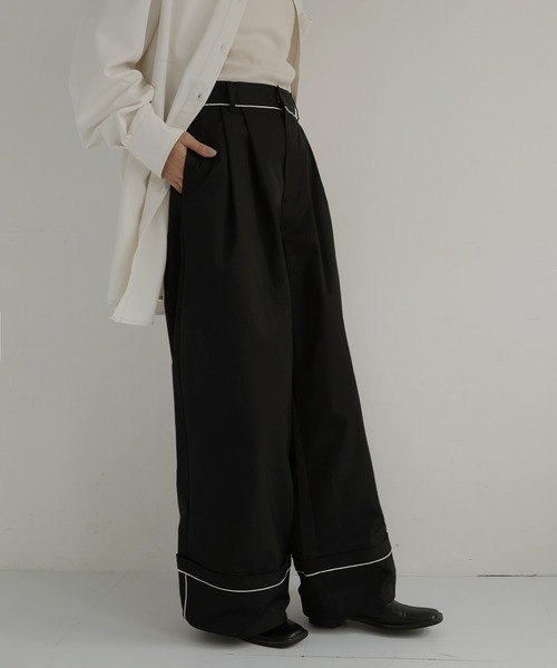 hellam（へラム）の「パイピングツイルワイドパンツ（その他パンツ・レディース・ブラック/ブラウン/ベージュ・FREE）」の13枚目の写真