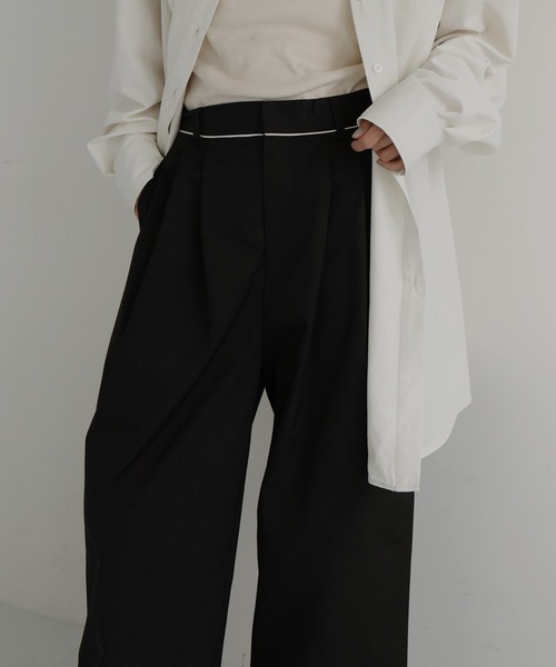 hellam（へラム）の「パイピングツイルワイドパンツ（その他パンツ・レディース・ブラック/ブラウン/ベージュ・FREE）」の14枚目の写真