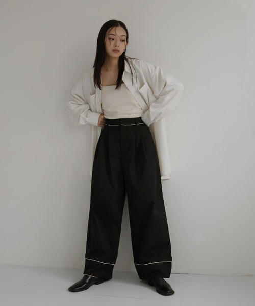 hellam（へラム）の「パイピングツイルワイドパンツ（その他パンツ・レディース・ブラック/ブラウン/ベージュ・FREE）」の15枚目の写真