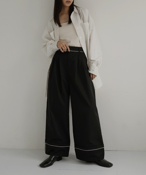 hellam（へラム）の「パイピングツイルワイドパンツ（その他パンツ・レディース・ブラック/ブラウン/ベージュ・FREE）」の17枚目の写真