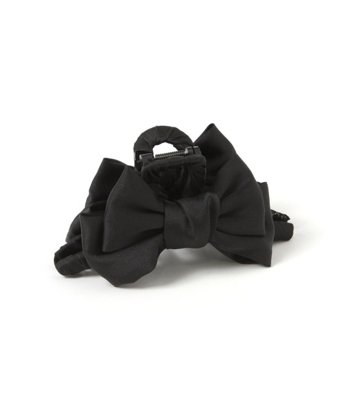 Heather（ヘザー）の「サテンリボンバンス　650141（バレッタ/ヘアクリップ・レディース・ブラック/アイボリー・ONE SIZE）」の2枚目の写真