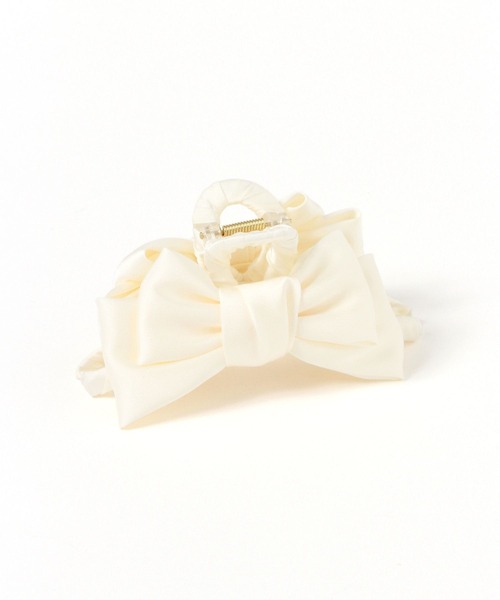 Heather（ヘザー）の「サテンリボンバンス　650141（バレッタ/ヘアクリップ・レディース・ブラック/アイボリー・ONE SIZE）」の3枚目の写真