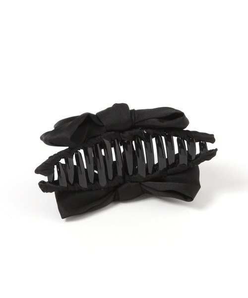 Heather（ヘザー）の「サテンリボンバンス　650141（バレッタ/ヘアクリップ・レディース・ブラック/アイボリー・ONE SIZE）」の4枚目の写真