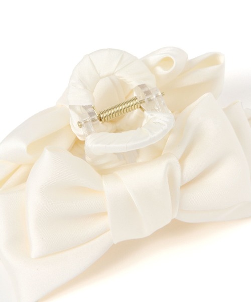 Heather（ヘザー）の「サテンリボンバンス　650141（バレッタ/ヘアクリップ・レディース・ブラック/アイボリー・ONE SIZE）」の8枚目の写真