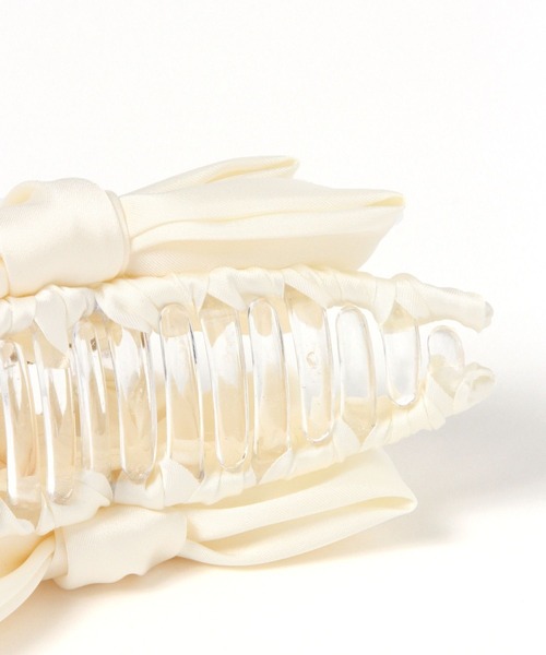 Heather（ヘザー）の「サテンリボンバンス　650141（バレッタ/ヘアクリップ・レディース・ブラック/アイボリー・ONE SIZE）」の9枚目の写真