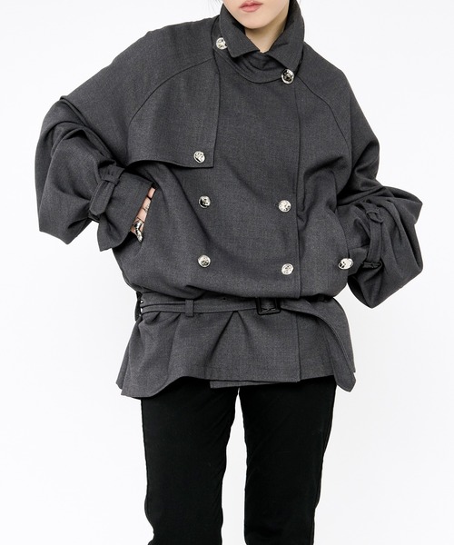 Ezick（エジック）の「Midi trench coat メタルボタンミディトレンチコート（トレンチコート・レディース・グレー/ブラウン系・FREE）」の21枚目の写真