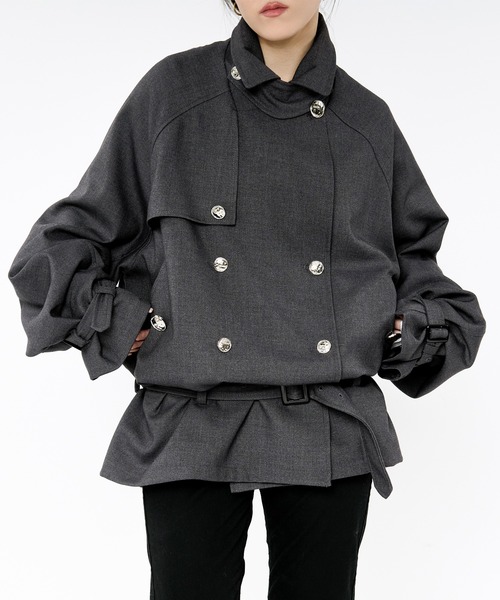 Ezick（エジック）の「Midi trench coat メタルボタンミディトレンチコート（トレンチコート・レディース・グレー/ブラウン系・FREE）」の20枚目の写真