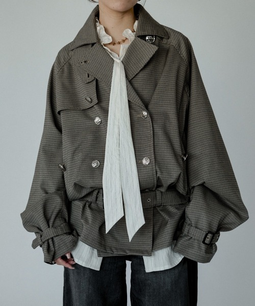 Ezick（エジック）の「Midi trench coat メタルボタンミディトレンチコート（トレンチコート・レディース・グレー/ブラウン系・FREE）」の12枚目の写真