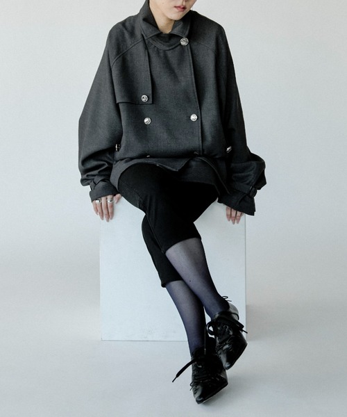 Ezick（エジック）の「Midi trench coat メタルボタンミディトレンチコート（トレンチコート・レディース・グレー/ブラウン系・FREE）」の5枚目の写真