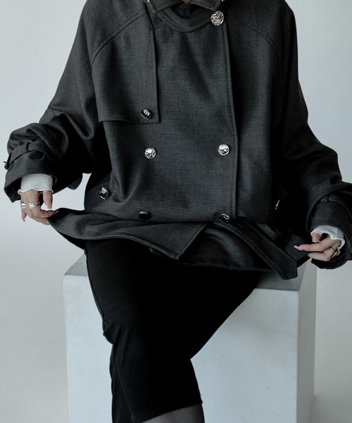 Ezick（エジック）の「Midi trench coat メタルボタンミディトレンチコート（トレンチコート・レディース・グレー/ブラウン系・FREE）」の6枚目の写真