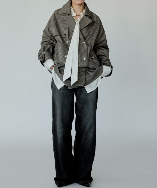 Ezick（エジック）の「Midi trench coat メタルボタンミディトレンチコート（トレンチコート・レディース・グレー/ブラウン系・FREE）」の16枚目の写真