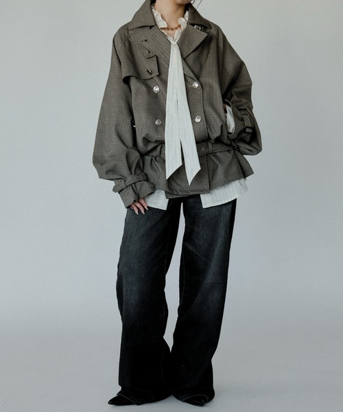 Ezick（エジック）の「Midi trench coat メタルボタンミディトレンチコート（トレンチコート・レディース・グレー/ブラウン系・FREE）」の17枚目の写真