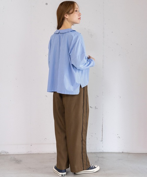 POU DOU DOU（プードゥドゥ）の「タック衿ボックスシャツ（シャツ/ブラウス・レディース・オフホワイト/ブルー/ブラック・3）」の6枚目の写真